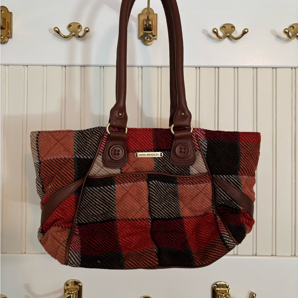 Vera Bradley Plaid Tote Bag - Red and Brown